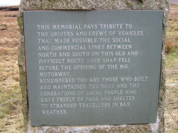 A6, Shap memorial text